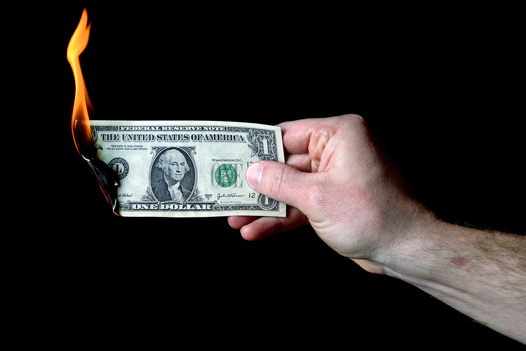 picture of burning money